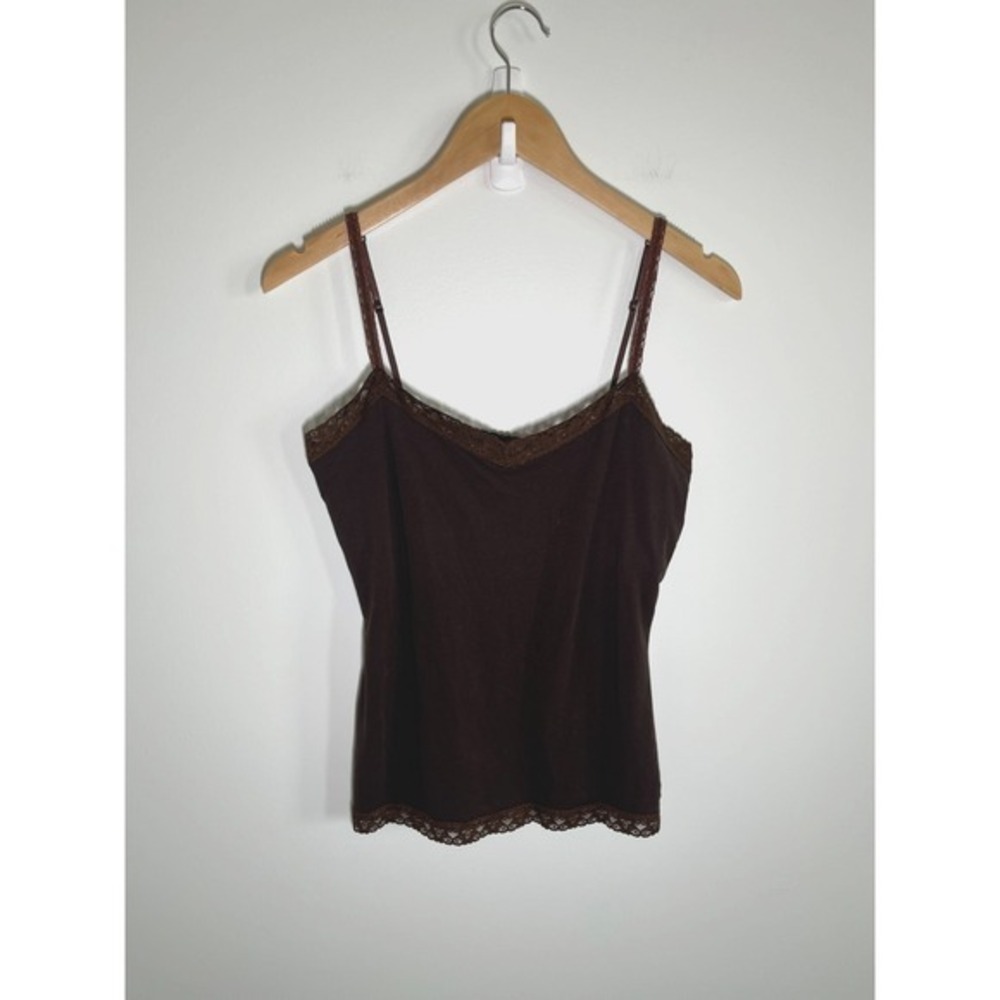 The Limited Y2K Forest Fairy Lace Cami Tank Top Womens Chocolate Brown M Stretch